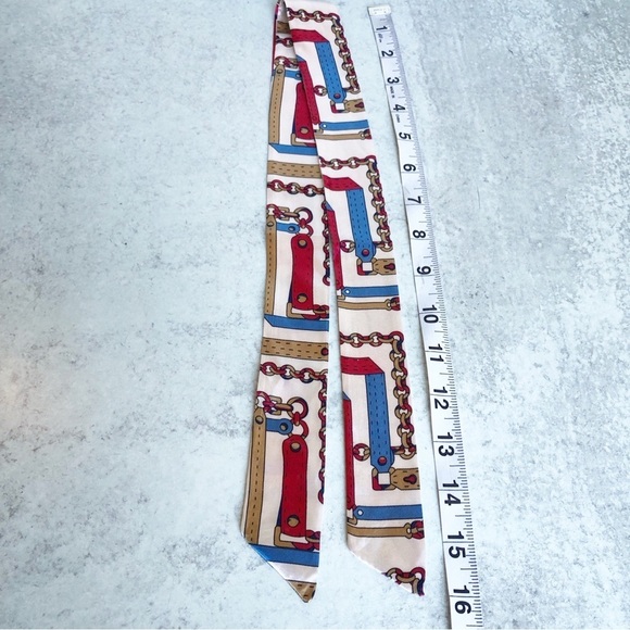 Purse Twilly Narrow Patterned Scarf Red - Picture 2 of 6